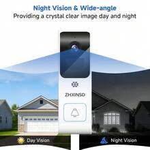 جرس باب ذكي لاسلكي 4 ميجابكسل، 2 في 1 جرس باب وكاميرا أمنية، إرسال متزامن WiFi 2.4G/5.8GHz، صوت ثنائي الاتجاه، اكتشاف الحركة بالذكاء الاصطناعي، تسجيل وتخزين سحابي، بطارية 4500mAh منخفضة الطاقة للغاية، للمنزل والشقة والممر - مشاهدة 7