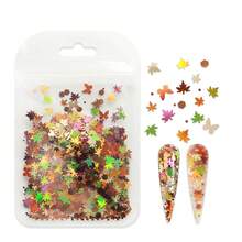 5g Lantejoulas Glitter Folhas Caídas no Início do Outono Folha de Bordo Borboleta Decoração de Manicure Francesa Peças para Unhas - Multicolorido - Visão 6