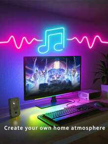 USB 5V RGB Flexible Neon LED Light Strip With Infrared Remote Control, Color-Changing Bendable Silicone Neon Soft Light Bar, Cuttable Multicolor Ambient Light For TV Background, Bedroom, Gaming Room, Wall, Party Decoration - One Size Fits All - View 5