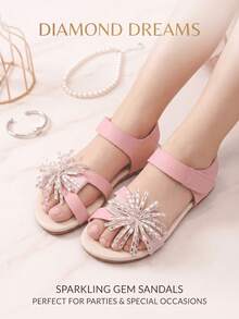 Water Drop Fireworks Girl Sandals, Summer Style, Hook And Loop Design, Pairs Well With Princess Dress To Enhance The Atmosphere - Pink - View 2