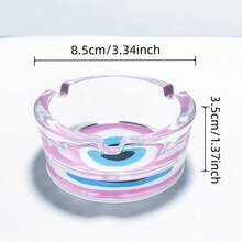 Creative Pink Pattern Glass Ashtray, 3.34 Inch Round Ashtray, Mini Decorative Home Ornament Ashtray. Gift For Friends - Colorful - View 3