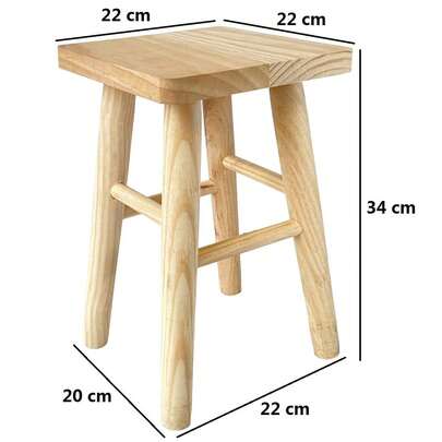 Taburete Cuadrada de Madera Natural, Silla Banqueta Cuadrada 3 Tamaños