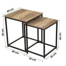 Juego de 2 Mesas Auxiliares Nido Cuatrados de Madera Diseño Industrial Colorado Joya Estructura Metálica Tapa MDF Acabado Roble Metal Negro Autoensamblaje - Color default - Ver 9