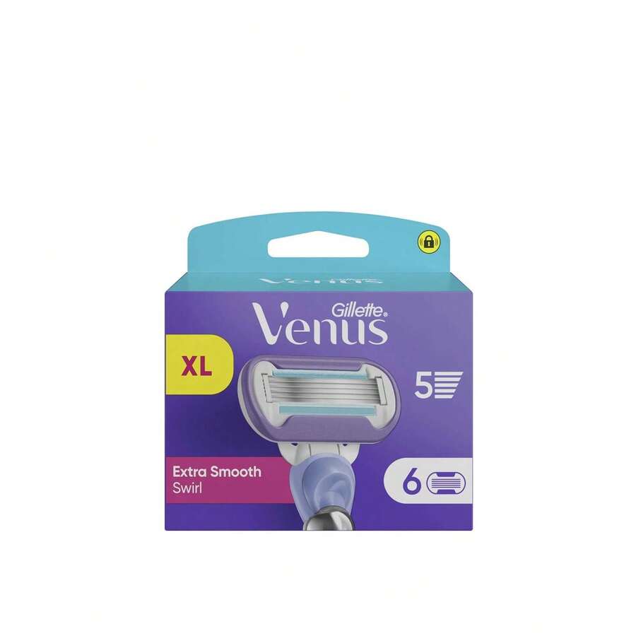 Gillette Venus Extra Smooth Swirl Lâminas De Recarga X6 - FlexiBall Handle, Waterproof Shower Holder - Red and White - View 1