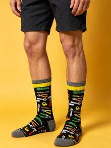 5/10 Pairs Men's Fun Mid-Calf Socks, Assorted Animal, Cartoon And Geometric Patterns, Breathable For All Seasons, Suitable For Daily Wear And Holiday Gifts - Multicolor - View 5