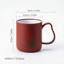 304不鏽鋼平底咖啡杯，耐摔雙層杯，附手柄塑膠杯，可重複使用牛奶茶杯，適合學生、學校、辦公室 - 彩色 - 查看 14