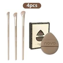 NOVO 4/5pcs Makeup Brush Set, Ultra-Soft Sponge Puff And 3 Professional Curved Nose Contouring Brushes, Dual-Use Makeup Sponge For Liquid, Cream And Powder Foundation Blending, 3D Contouring Makeup Brushes, Professional Makeup Tools - Multicolor - View 13