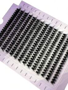 0.05mm Fine Hot Melt Cluster False Eyelashes 9-16mm Mixed Length Faux Mink Hair Eyelash Extensions 3D Russian Volume Single Cluster False Eyelashes Black Makeup Eyelashes Purple Box - D - View 4