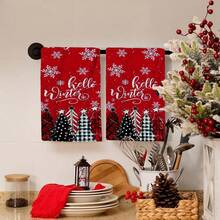 2/4/48pcs Christmas Series Red Background Winter Pine Tree Pattern Printed Kitchen Towels - Ultra Soft, Highly Absorbent Polyester Dishcloths And Hand Towels, Perfect For Holiday Decor, Kitchen Decor, Party Decor - Multicolor - View 10