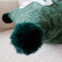 1pc Christmas Pom Pom Pillow Case, Red & Green Christmas Tree Embroidered Pattern Decorative Cushion Cover, Winter Holiday Home Sofa Soft Decor, Pillow Insert Not Included - Green - View 7