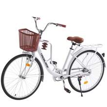 JMYXF 24/26 Inch Vintage Ladies Bike With Basket 7 Speed, Lightweight City Bicycle Retro Bicycle Rear Rack Adjustable Handlebar And Seat Disc Brake - White - View 2