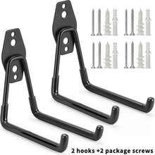 Heavy Duty Wall Mount Tool Hooks Black L-Shaped Iron Hangers 2 Pack With Complete Screws, Garage Garden Storage Rack For Shovel Broom Rake, Rustproof Strong Load Bearing, Wall Fence Universal Organizer - Large (4 Pieces, Including Nails) - View 5