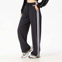Adidas New Women's Classic Three-Stripe Loose-Fit Twisted Joggers - Black and White - View 2