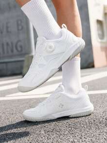 KUMPOO Training Sports Shoes Women'S Low Top Rotating Button / Anti-Slip & Shock Absorption / Lightweight Badminton Daily Wear Shoes/KH-D66 - White - View 2