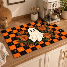 1 pieza Alfombrilla de drenaje de cocina de barro de diatomeas con patrón de fantasma de Halloween, alfombrilla absorbente de secado rápido y antideslizante para cafetera y secado de platos, adecuada para encimera de cocina y decoración del hogar festiva - Multicolor - Ver 2