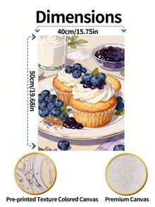 40x50cm/16x20inch Blueberry Cupcake Dessert DIY Oil Painting By Numbers Painting Crafts Adult Home Decoration Holiday Gifts Frameless Wall Art Room Decor Kit Canvas Painting Paint By Number Set Art Project - Sets - View 9