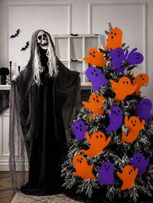 1/6/12 Stücke Halloween Geister Gartenschilder, Orange & Lila dekorative Rasenstecker, geeignet für gruselige Außendekoration, süßes fliegendes Geisterdesign, perfekt für Garten, Veranda, Weg und Partydekoration, ideal für Hausbesitzer, Gastgeber und Veranstaltungsplaner, Halloween Trick or Treat Spukhaus Dekoration - Verschiedenfarbig - Übersicht 5