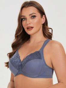 MELENECA Women's Minimizer Bra Full Coverage Plus Size Underwire Lace Comfort Cushion Strap - Dusty Blue - View 6