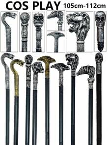 1pc 105-112cm Halloween Realistic Snake Head Skull Lion Head Dragon Head Eagle Head King Scepter Handheld Power Weapon Costume Prop Plastic Material Animal Staff Mixed Style Suitable For Halloween Festival Party Performance Costume Prop Daily Photo Prop - Multi-color - Hand-painted, Each One Is Unique - View 12