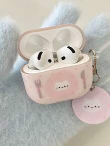 Pink Plaid Polka Dot Cat Design Earphone Case Compatible With Apple Pro 2nd Gen, 1st/2nd/3rd/4th/5th Gen Wireless Bluetooth Earbuds - Baby Pink - View 4