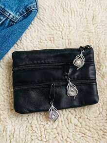 Elegant Rhinestone Multi-Zipper Coin Purse, Large Capacity 4-Layer Zipper Multifunctional Card Holder, Small PU Leather Card Wallet, Portable Mini Wallet, Cash Pouch, Jewelry Bag, Key Holder, Suitable For Back To School Gift, Party Gift, Holiday Gift,Travel Essential - Multicolor - View 10