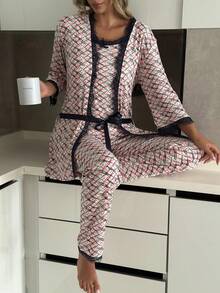 ❤️ 3-Piece Women's Lace-Trimmed Pajama Set – - White - View 2