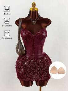 Women Midi Dresses - Bordeaux - View 1