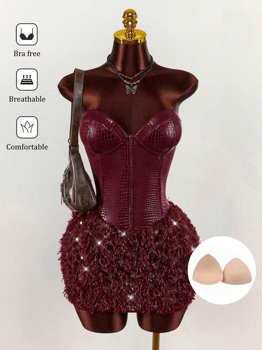 Women Midi Dresses - Bordeaux - View 1