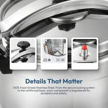 11qt Stainless Steel Pressure Cooker Large Capacity Pot For Family Meals Induction Gas Stove Compatible Silver - View 4