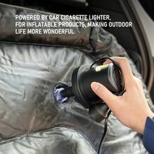 DC12V 便攜式電動充氣幫浦，快速充氣/抽氣充氣泵，適用戶外，附 3 個噴嘴，適用充氣床墊、充氣床、充氣沙發、游泳圈、泳池浮床 - 黑色 - 查看 8