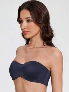 MELENECA Women's Strapless Bra For Large Bust Minimizer Unlined Bandeau With Underwire - Navy Blue - View 5