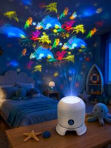 Type-C USB Marine Animal Night Light, Rainbow Rotating Lamp For Cozy Room Vibes - Multi-color light - View 3