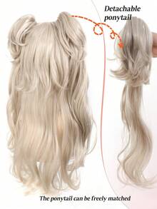 Heat Resistant Brown Black Synthetic High Layer Double Ponytail Lolita Wig Natural Curly Wave Halloween Dress Up Cosplay Wig For Women - Multicolor - View 7