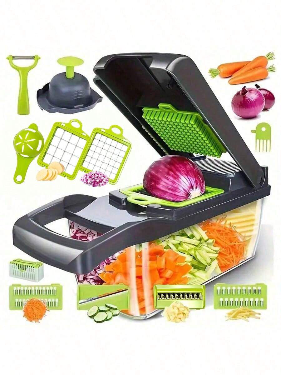 1 Hachoir multifonction 16-en-1 pour légumes, trancheuse à aliments, râpe, éminceur, outil de cuisine, cadeau d'Halloween