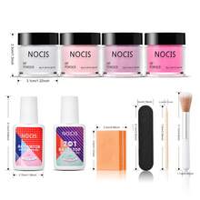 NOCIS Dip Powder Nail Kit - 4 Color Starter Set With Nude, Pink, Glitter & White, Plus Base, Top Coat & Activator Liquid, Nail Buffer, Brush & File - Acrylic Dipping System For DIY Manicure, Unscented, No Power Needed. - Multicolor - View 4