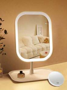 LED Lighted Makeup Mirror, 3 Lighting Modes Desktop Vanity Mirror, Adjustable Brightness Desktop Beauty Mirror, USB Rechargeable Portable Makeup Mirror, Touch Control Lighted Mirror, Suitable For Bedroom, Student Dorm, Office Desk, Travel Touch-Up, Back To School Essential, Christmas, Valentine's Day, Thanksgiving Women's Gift - Multicolor - View 12
