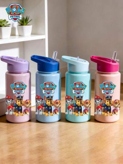 1pc Paw Patrol Water Bottle With Silicone Straw, 16 Oz, Portable Leak-Proof Lid, Available In 4 Colors, Perfect For First Day Of School, Back To School Gift, Party Water Bottle, Travel, School, Or Birthday Gifts Plastic Water Cup