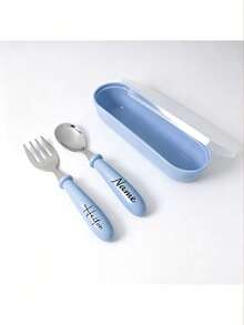 1套客製化餐具組，客製化湯匙－客製化姓名雕刻湯匙與叉子組－不鏽鋼餐具組，不鏽鋼叉子 - 多色 - 查看 5