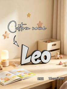 1pc Personalized 3D Printed LED Name Sign, Custom Desktop Letter Lamp, 20cm Warm Light Name Plaque, Fashionable Bedroom Desktop Decor, Customizable Text Design, Exquisite Home Decoration Light, Suitable For Celebrations, Room Arrangement, Desktop Display, Adding Soft Lighting And Unique Atmosphere To The Space - Black - View 5