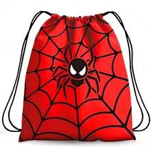 1pc Drawstring Gift Bag, 3pcs Spider Web Print Polyester Drawstring Pouches, Superhero Theme Birthday Party Candy Storage Bags - Multicolor - View 8