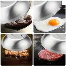 1PC Stainless Steel Round 6"/9"/12" Pot Lid, Dust Cover, Cookware Lid, Cheese Cover, Burger And Steak Cover - Thick Non-Stick Pad, Dust Cover, Suitable For Daily Use And Various Holidays With Handle For Outdoor Cooking And Kitchen, BBQ, Kitchen Gadgets, Durable Kitchen Accessories - Silver - View 6