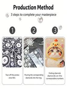 New Pearl Painting Cute Cat Pattern Design, DIY Pearl Painting Set, Suitable For Home Wall Decor Art, Applicable For Various Holiday Gifts, Perfect Ideal Handmade Gift - A - View 5