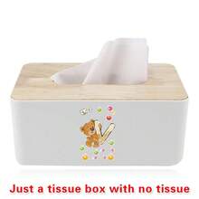 Nordic Tissue Box Bamboo-Lid Solid Wood Storage Case Desktop Napkin Holder Car Paper Dispenser Dormitory Organizer Box Holiday Decoration Storage Suitable For Home Office Use Initial Name 26 Letters Pattern - White - View 12