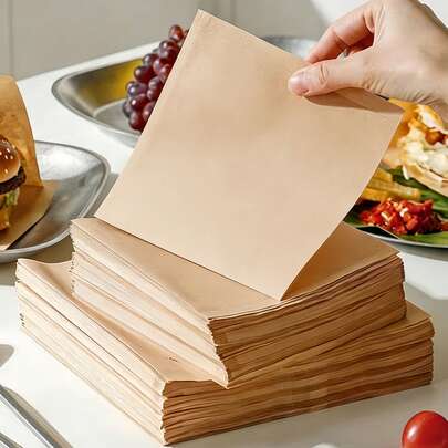 100/200/300 Sheets Baking Parchment Paper, 7.8 X 7.8 Inches, Non-Stick Pre-Cut, Suitable For Baking, Air Fryer, Daily Cooking, Oven Use, Perfect For Making Bread, Cakes, Roasting (Original Color)