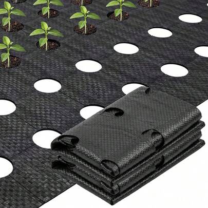 78 X 6.5 Ft Tela de Barrera de Jardín con Agujeros de Plantación Precortados, Barrera Resistente y Permeable Cubierta de Suelo de Jardinería para Plantación en Invernadero Exterior, Camas de Verduras