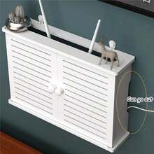 Wireless Wifi Router Storage Boxes Wooden Box Cable Power Plus Wire Bracket Wall Hanging Plug Board Storage Shelf S - View 2