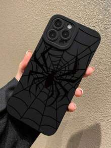 1PC Spider Web Pattern Black Full Coverage Phone Case, Compatible With Apple 17 16 15 14 13 12 11 Plus Pro Max Series, Personalized Ins Style Protective Cover, Fashionable Phone Case, Minimalist Full Coverage Protection, Cute Image, Minimalist TPU Anti-Drop Fashion Protective Cover, High Aesthetic Design, Birthday Gift, Holiday Gift - Multicolor - View 17