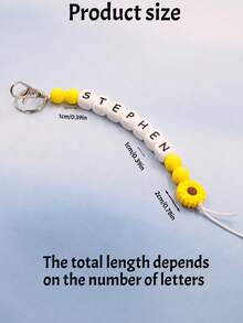 1pc Customized Daisy Silicone Bead Keychain With Name Tag, Personalized Gift, Custom Name, Can Customize 1~10 Letters - Style a - View 3