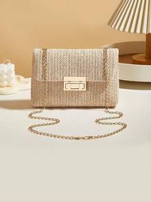 精緻大容量草編單肩包-夏季海灘度假、戶外野餐、派對與旅行必備配件 - 彩色 - 查看 13