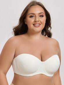 MELENECA Women's Strapless Bra For Large Bust Back Smoothing Plus Size With Underwire - Beige - View 6